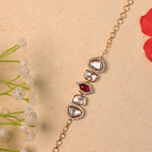 Vreedhi Moissanite Bracelet with ruby red stone