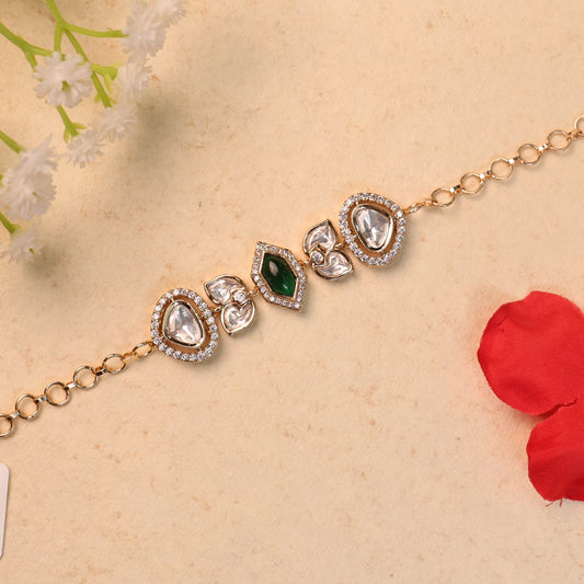 Vreedhi Moisanite Bracelet with emerald green stone
