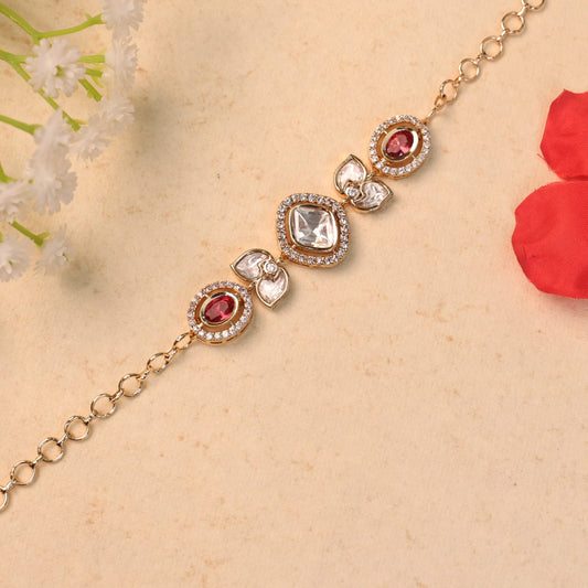 Minal Moissanite Bracelet with Red Stone