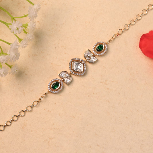 Minal Moissanite Bracelet with Green Stones
