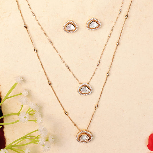 DOUBLE LINE MOISSANITE PENDANT SET