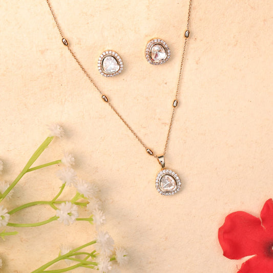 Classic Single Moissanite Pendant Set